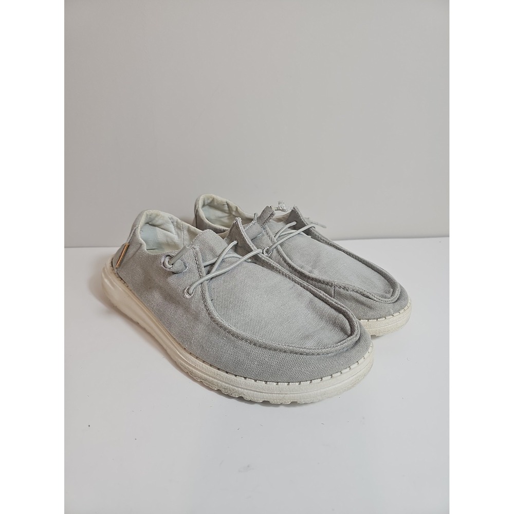 Hey Dude Women's "Size 8" Wendy Chambray Light Grey Slip On Loafers Shoes
